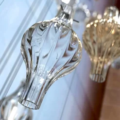 Lampadario Polani a 7 luci in vetro di Murano color fumè e cristallo trasparente