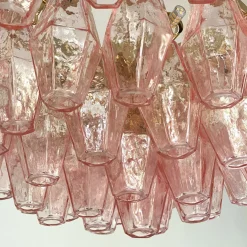 Lampadario Poliedri in vetro rosa