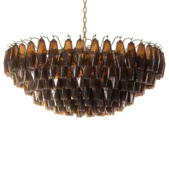 Lampadario Poliedri Moka in vetro ambrato