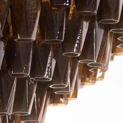 Lampadario Poliedri Moka in vetro ambrato