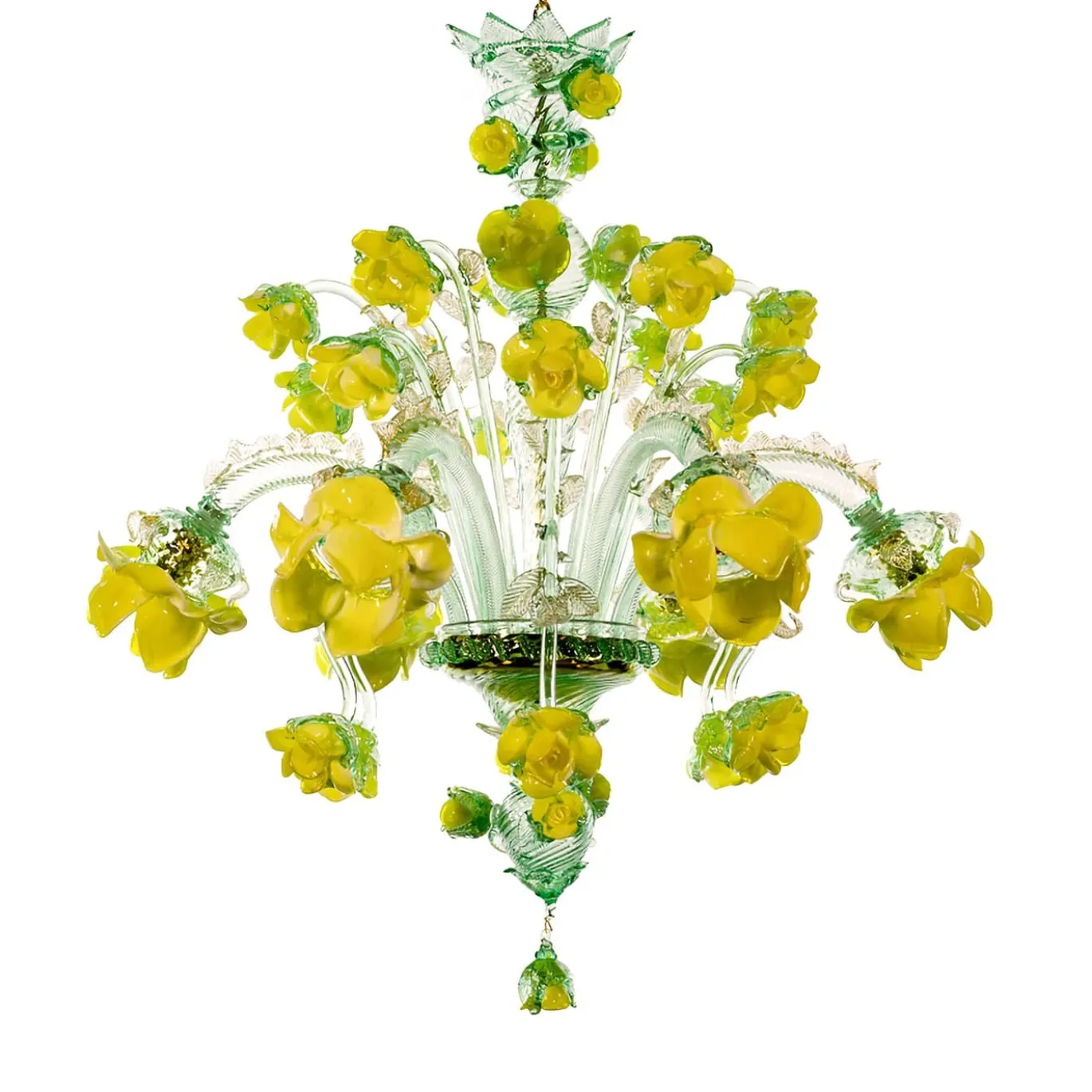 Lampadario Positano in Vetro di Murano Giallo