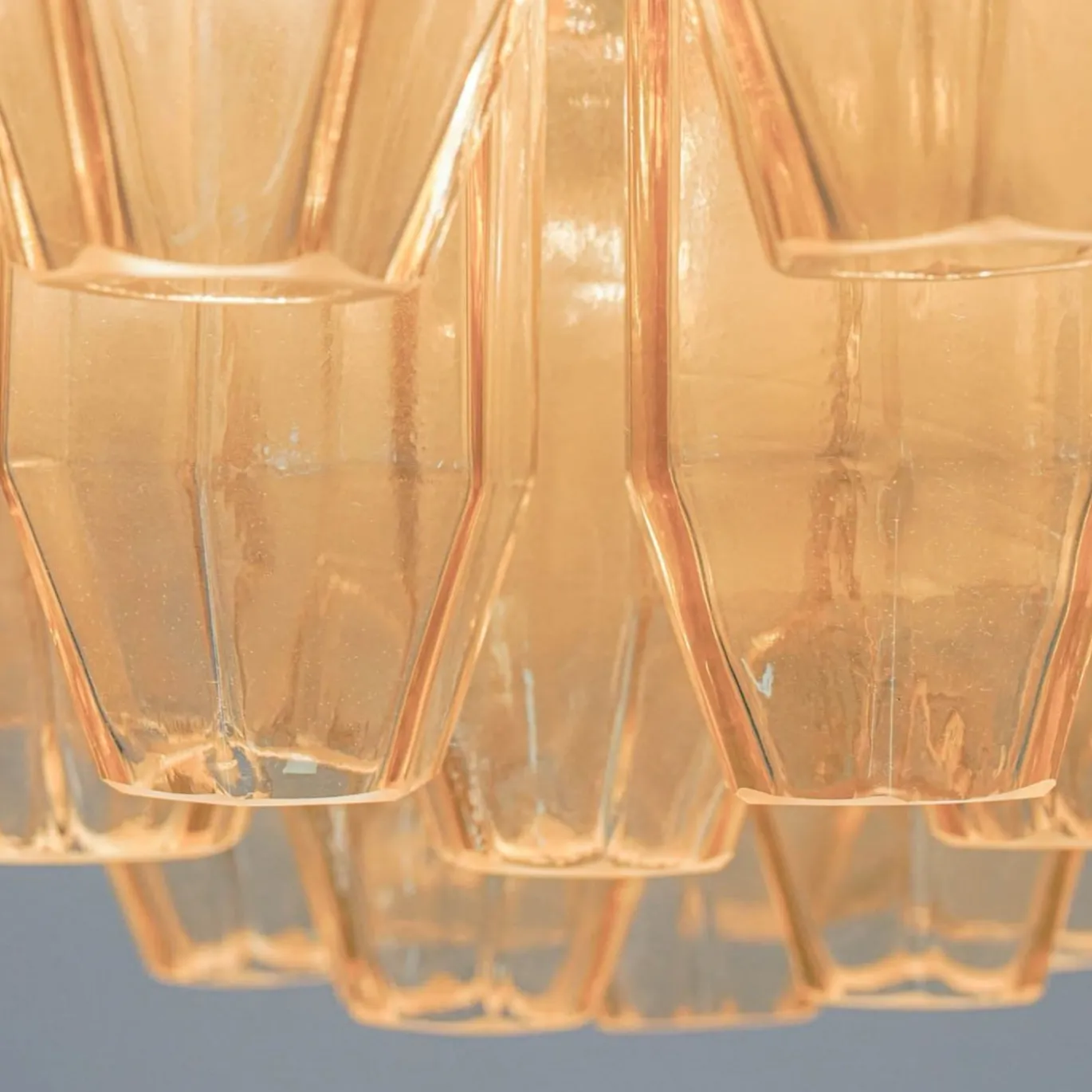 Lampadario Prismatico 91 Elementi in Vetro Compatto Ambra