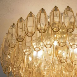 Lampadario Prismatico 91 Elementi in Vetro Compatto Ambra