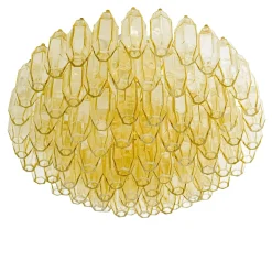 Lampadario Prismatico 91 Elementi in Vetro Compatto Ambra