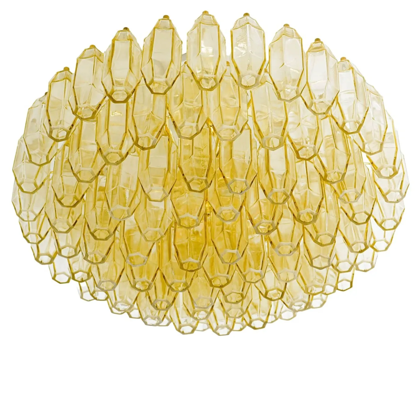 Lampadario Prismatico 91 Elementi in Vetro Compatto Ambra