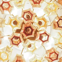 Lampadario Prismatico 91 Elementi in Vetro Compatto Ambra e Ametista
