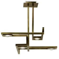 Lampadario quadrato Cecile in ottone
