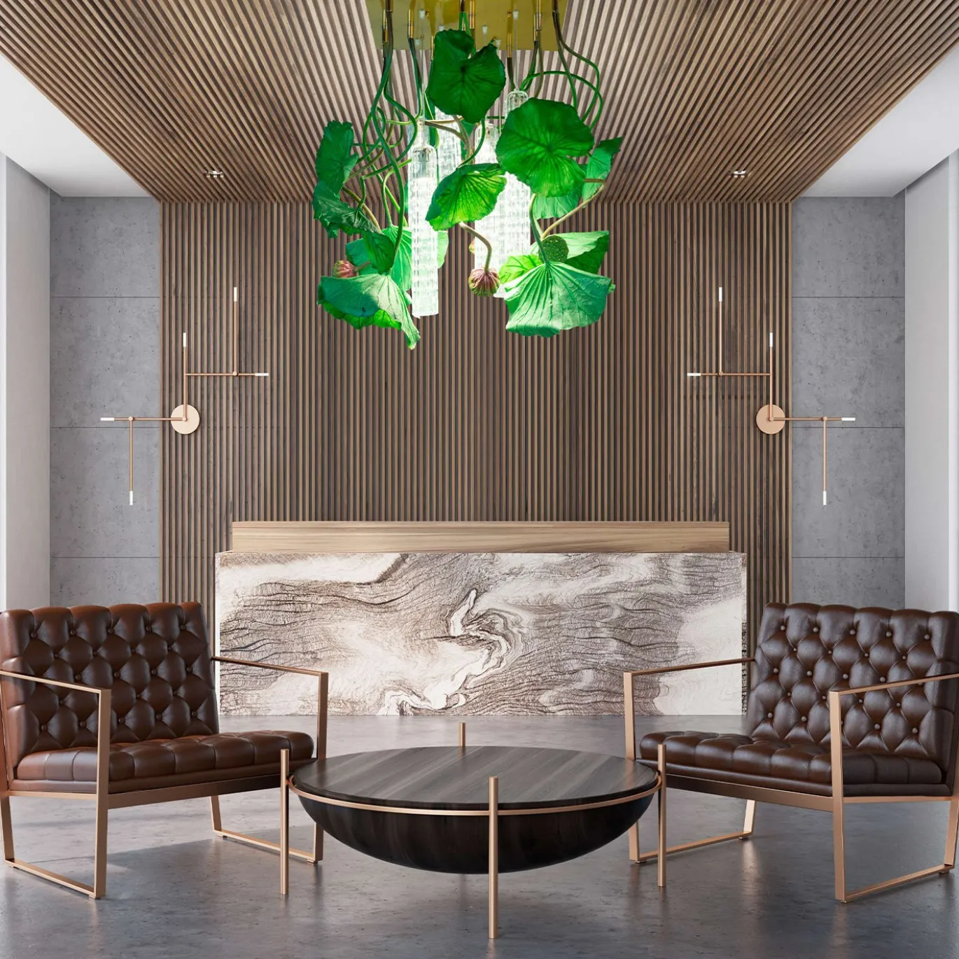 Lampadario quadrato Flower Power Lotus Dichondra