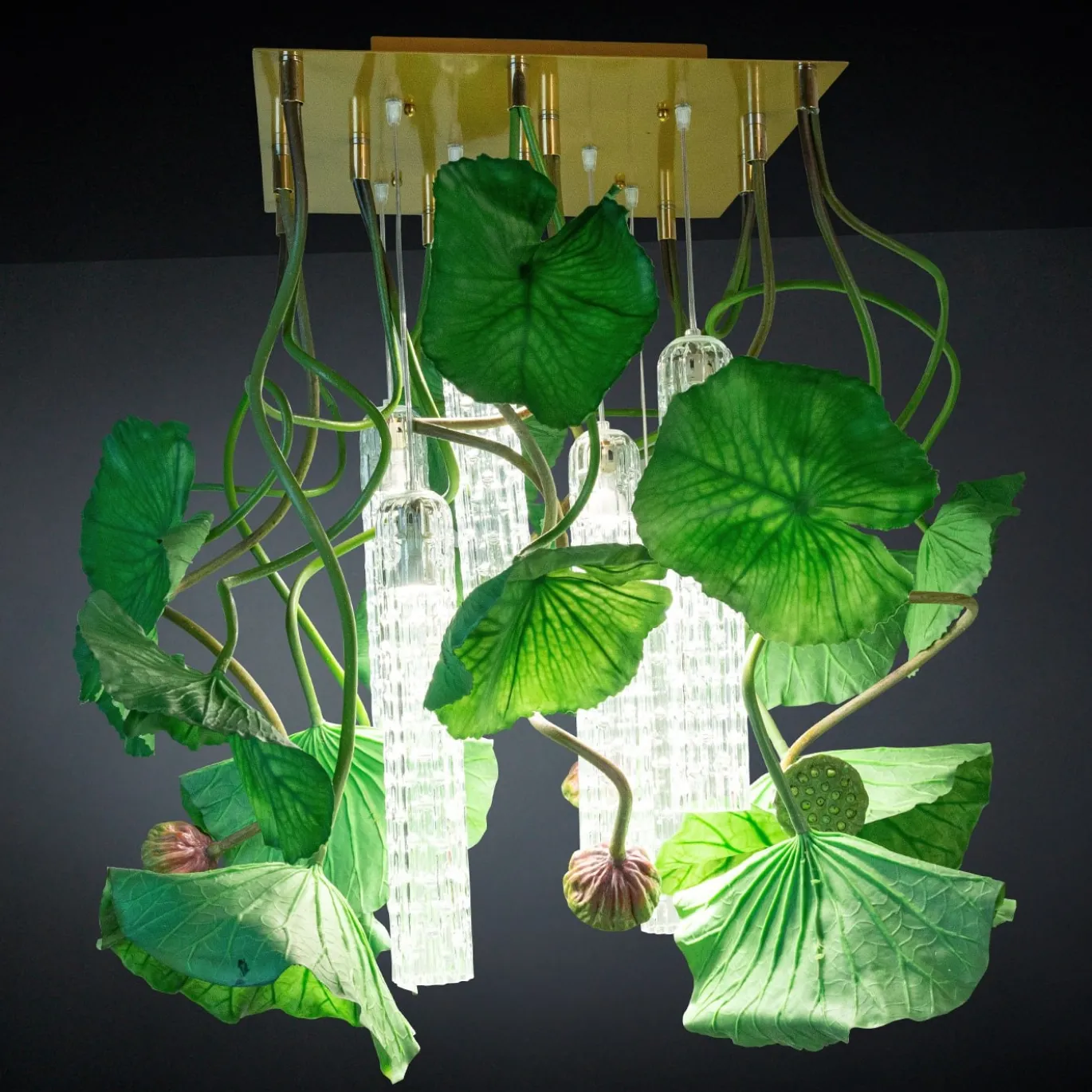 Lampadario quadrato Flower Power Lotus Dichondra