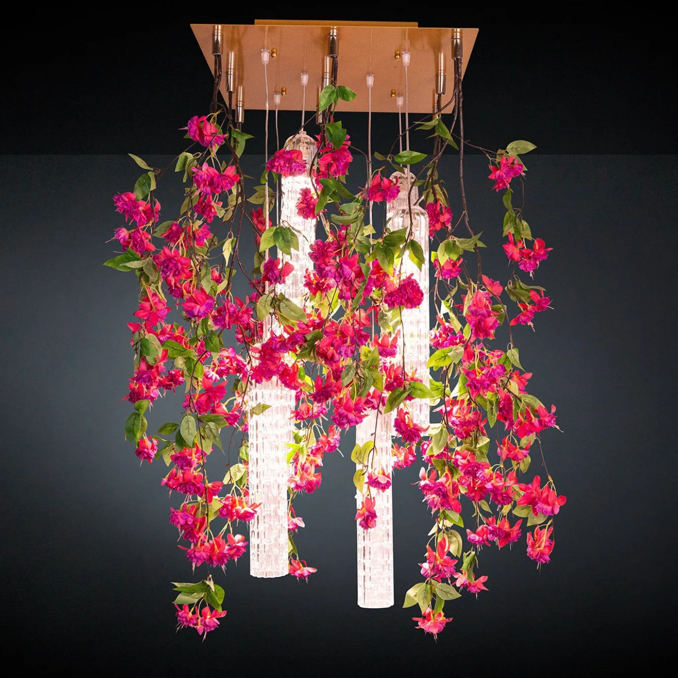 Lampadario quadrato Flower Power Pink Cascade