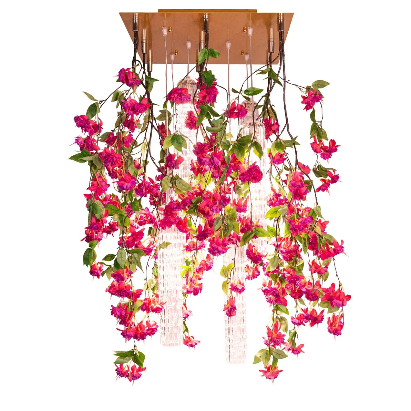 Lampadario quadrato Flower Power Pink Cascade