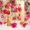 Lampadario quadrato Magnolia Flower Power con decorazioni dorate