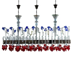 Lampadario rettangolare Armonia Floreale in vetro