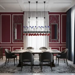 Lampadario rettangolare Armonia Floreale in vetro