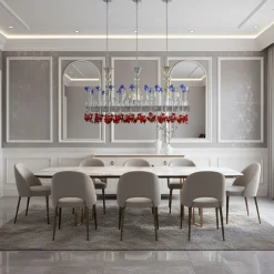 Lampadario rettangolare Armonia Floreale in vetro