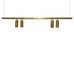 Lampadario Riga 14|00 Lineare a 4 Luci in Ottone con Finitura Dorata