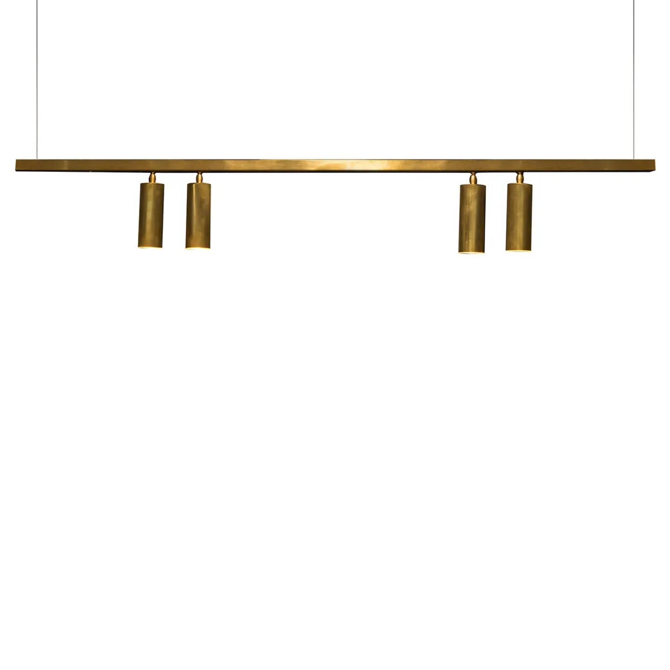 Lampadario Riga 14|00 Lineare a 4 Luci in Ottone con Finitura Dorata