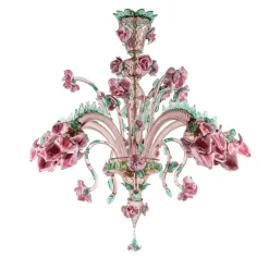 Lampadario Roseto in Vetro Rosa #2