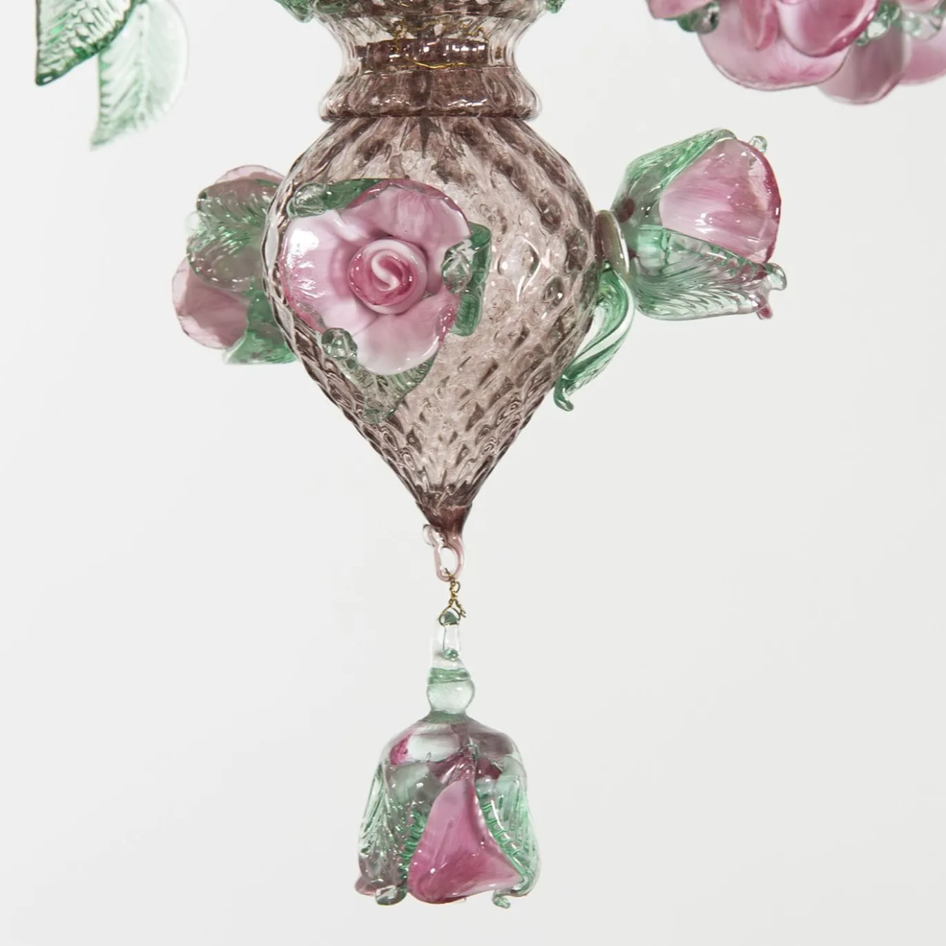 Lampadario Roseto in Vetro Rosa