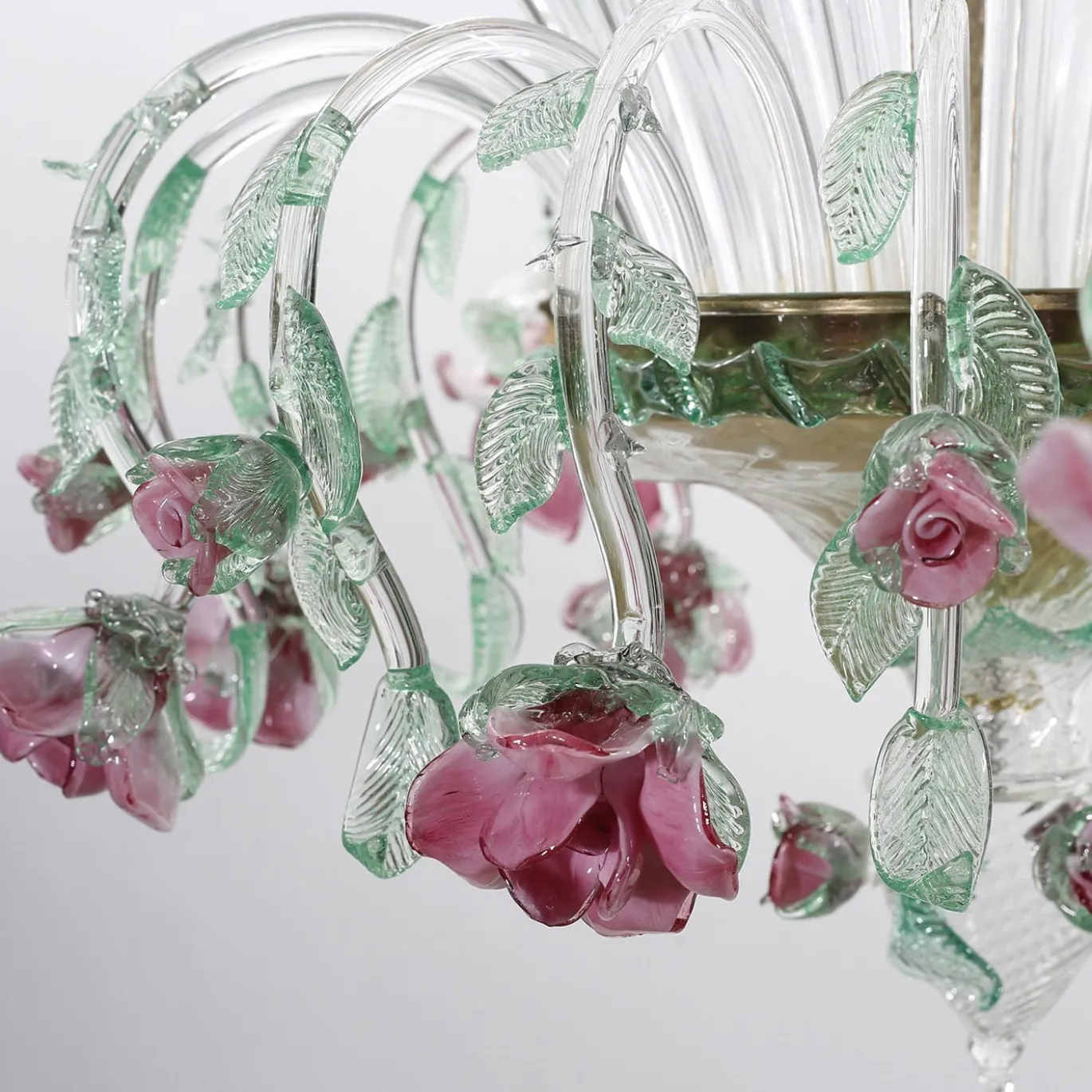Lampadario Roseto in Vetro Rosa