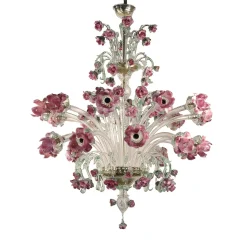 Lampadario Roseto in Vetro Rosa