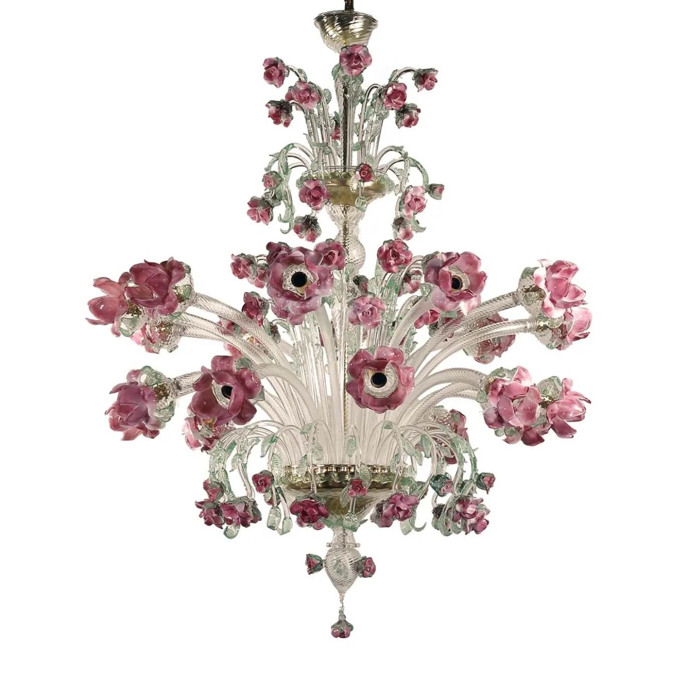 Lampadario Roseto in Vetro Rosa
