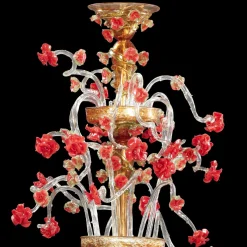 Lampadario rosso e oro in stile Rezzonico