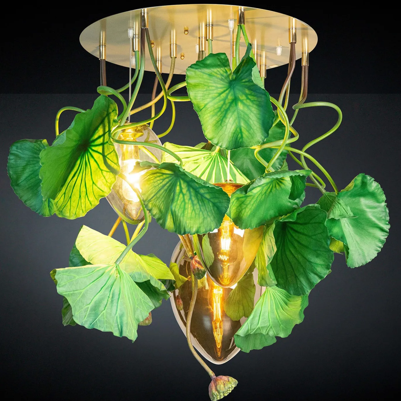 Lampadario rotondo Flower Power Lotus Dichondra