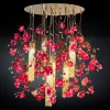 Lampadario rotondo grande Flower Power Magnolia rosa e oro