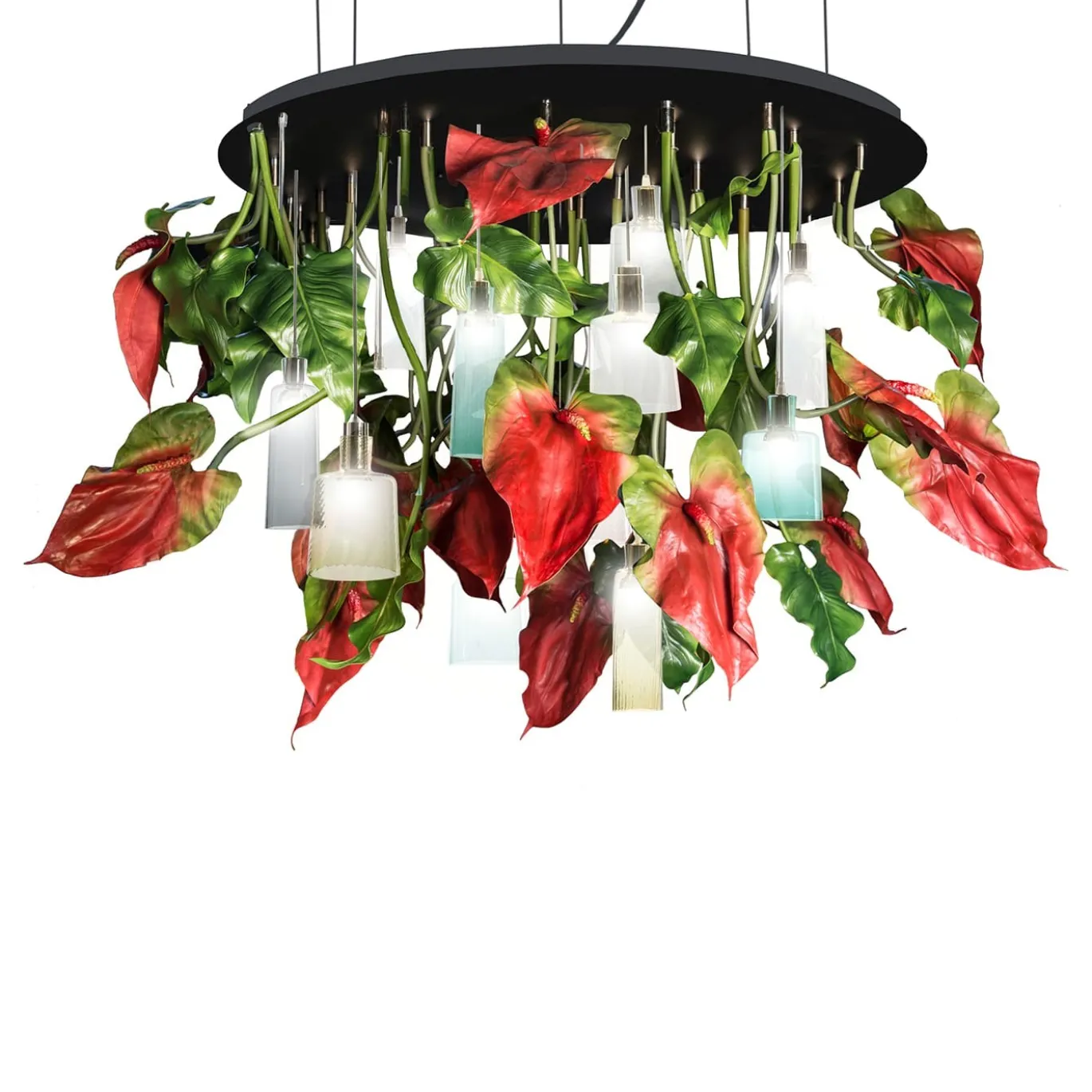 Lampadario rotondo grande Flower Power Red Anthurium