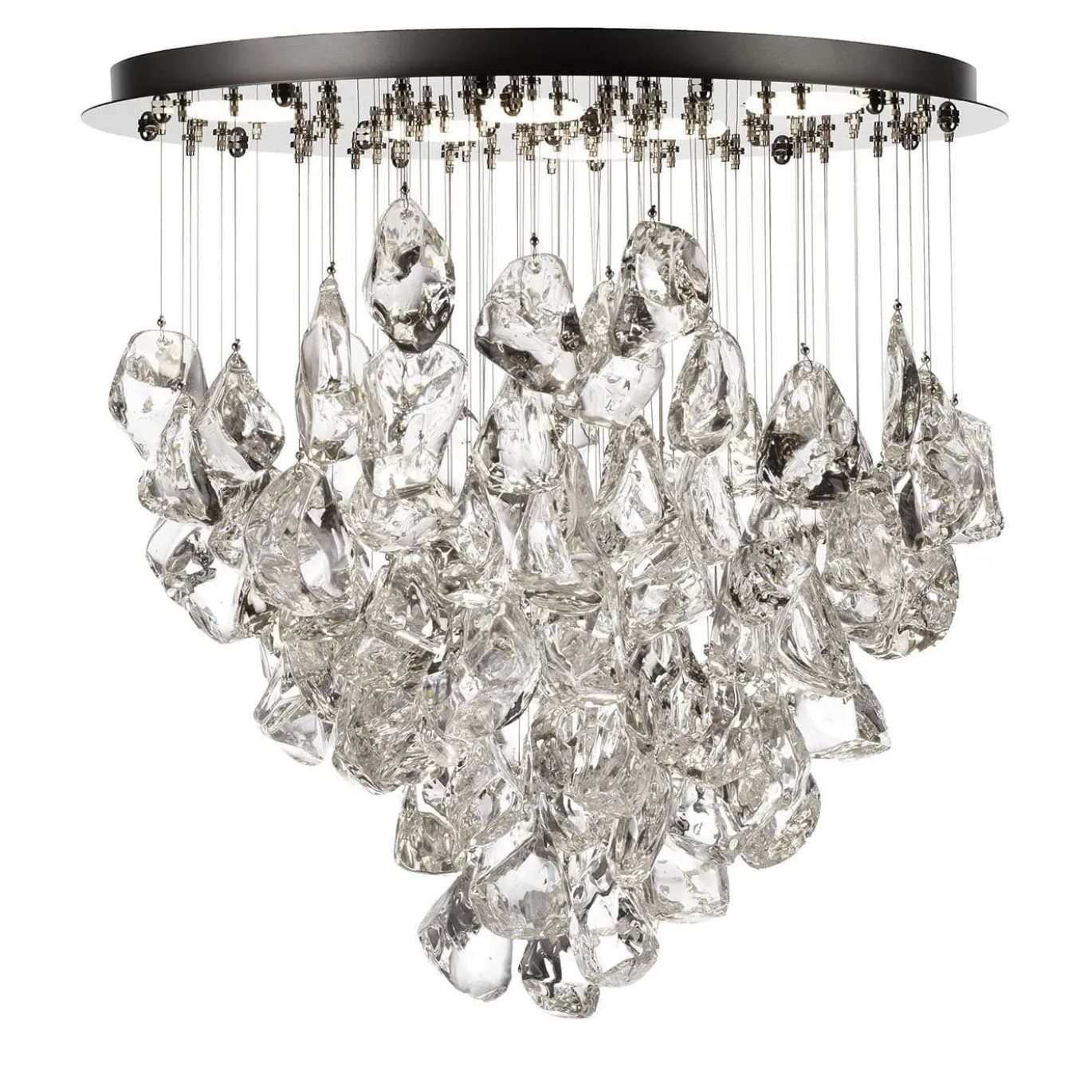 Lampadario Rotondo in Cristallo di Ghiaccio Trasparente
