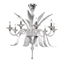 Lampadario rotondo in vetro di Murano Decò