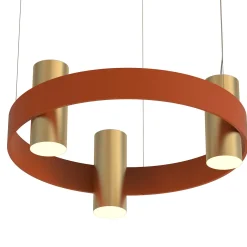Lampadario Rotondo Nastro Rosso e Oro