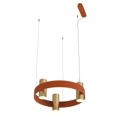 Lampadario Rotondo Nastro Rosso e Oro