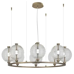 Lampadario rotondo Trinity 08 in bronzo di Mike Shilov