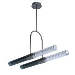 Lampadario Sb�rlusc Indigo Fum� in vetro e canna di fucile di Isacco Brioschi