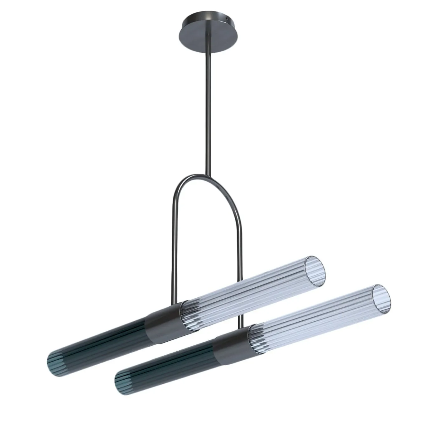 Lampadario Sb�rlusc Indigo Fum� in vetro e canna di fucile di Isacco Brioschi