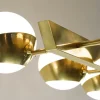 Lampadario Siderale a 10 luci in Ottone e Vetro