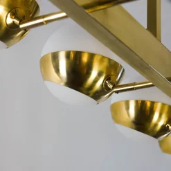 Lampadario Siderale a 10 luci in Ottone e Vetro