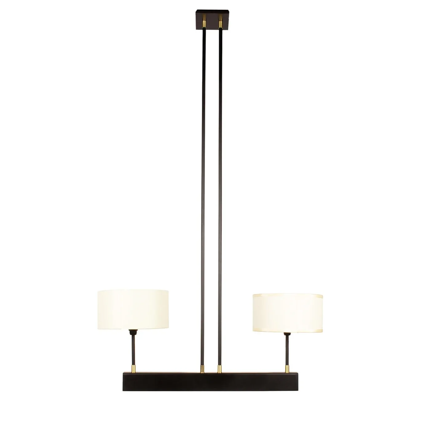Lampadario Silenzio con doppio paralume in acciaio nero