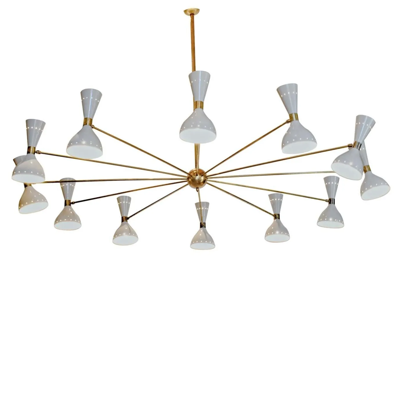 Lampadario Simmeetrico a 12 bracci in ottone