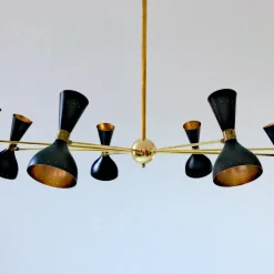 Lampadario Simmetrico a 8 bracci in ottone