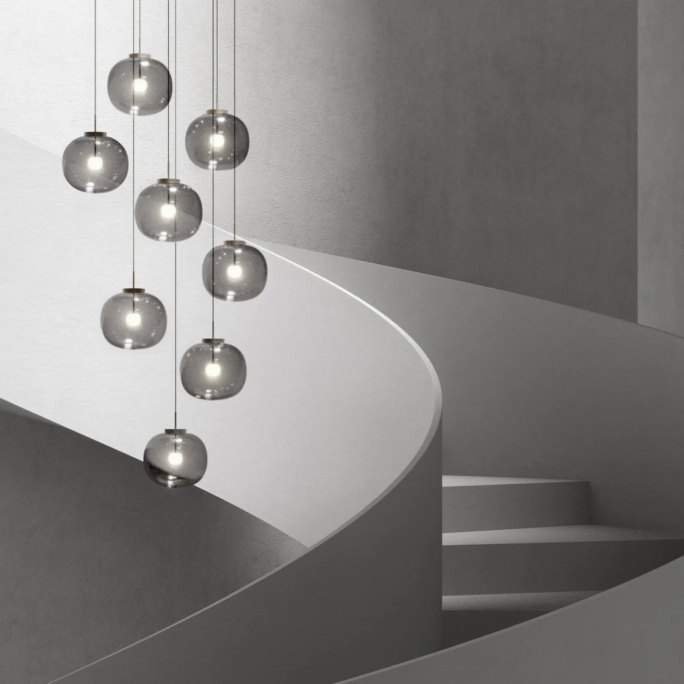 Lampadario Singolo in Vetro Grigio Jasmine