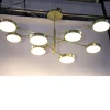 Lampadario Sistema a 8 bracci in ottone e vetro