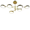 Lampadario Sistema a 6 bracci in ottone e vetro