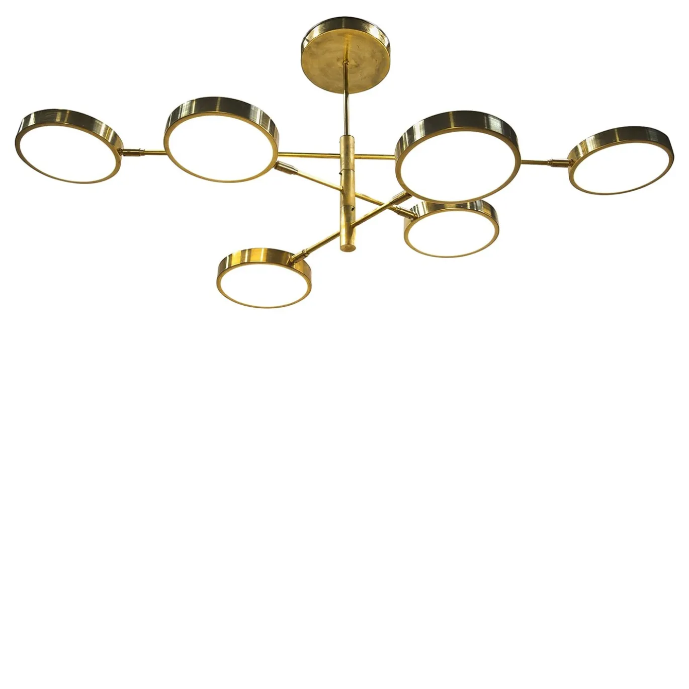 Lampadario Sistema a 6 bracci in ottone e vetro