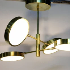 Lampadario Sistema a 4 bracci in ottone e vetro