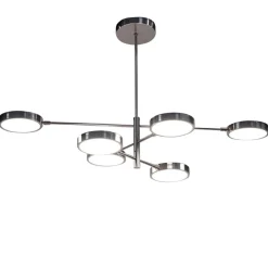 Lampadario Sistema a 6 luci in Nichel Spazzolato e Vetro