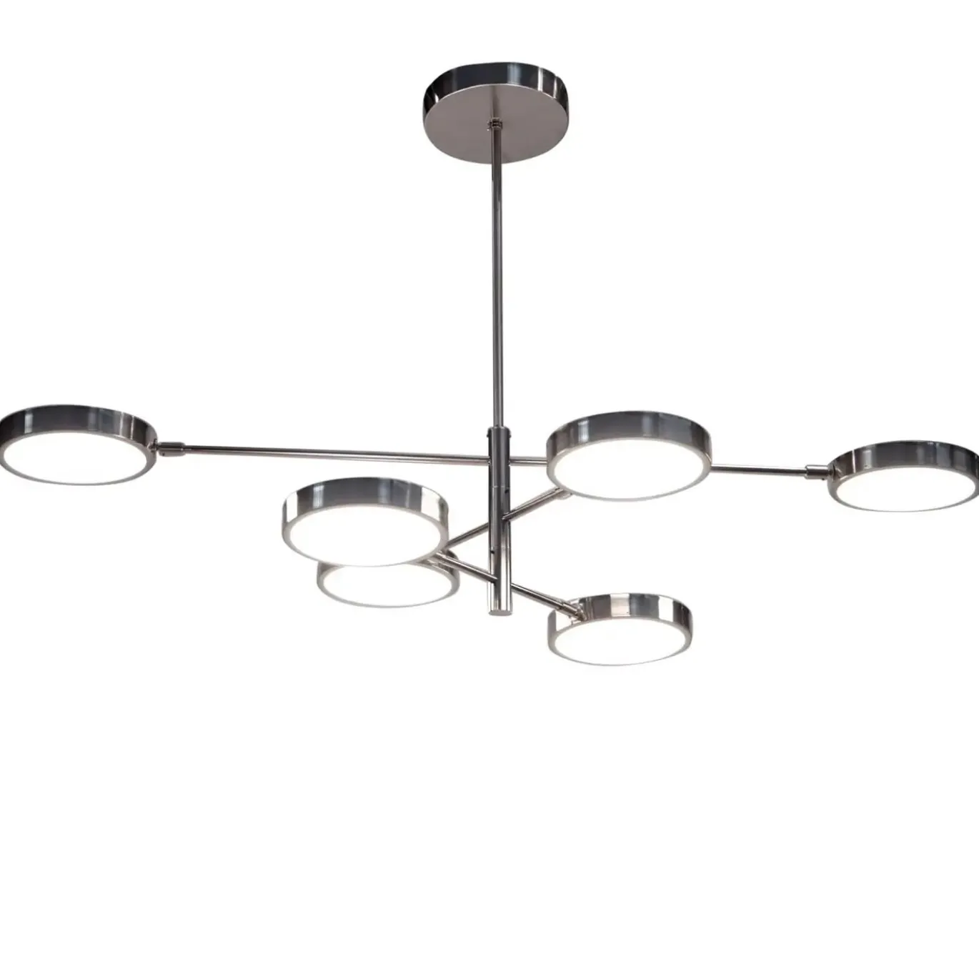 Lampadario Sistema a 6 luci in Nichel Spazzolato e Vetro