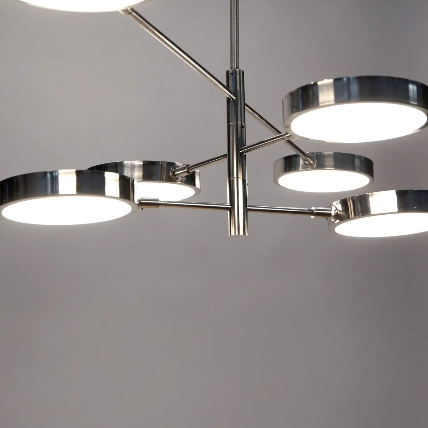 Lampadario Sistema a 6 luci in Nichel Spazzolato e Vetro
